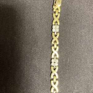 14k solid gold and 24 2mm diamonds tennis bracelet vintage 1989 nyc 10.09g Italy